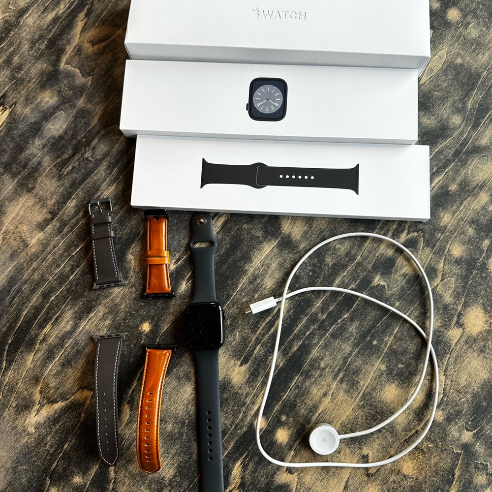 Apple Watch Series 8 42 mm with Black and Brown Bands